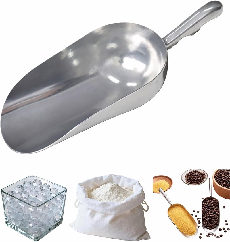 BUBBLE-FLY Ice Scoop, 5 oz Heavy Duty Cast Aluminum, Ergonomic S-Curve Handle, Commercial Grade for Ice, Coffee, Popcorn, Flour, Sugar, Food-Grade & Rust-Proof Kitchen Tool (S (5oz)) - Image 1